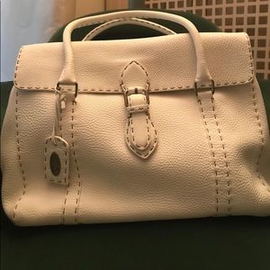 Authentic Fendi white leather handbag